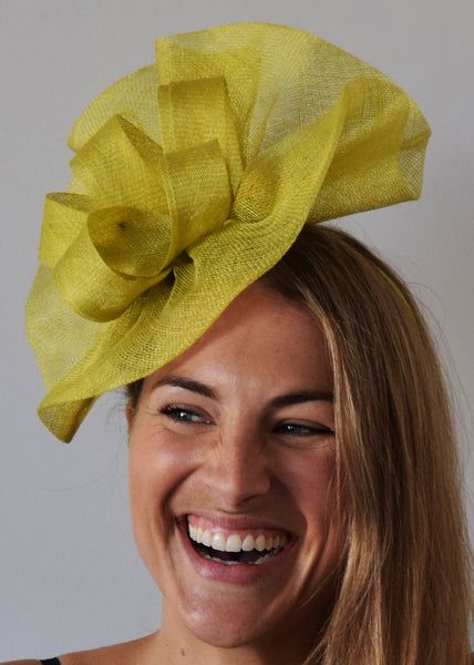 Tia Big Lime Green/Yellow Kentucky Derby Fascinator,Royal Wedding Hat, Spring Racing Headband,Fancy Fascinator Hat Lime,Ladies Tea-Party Hat