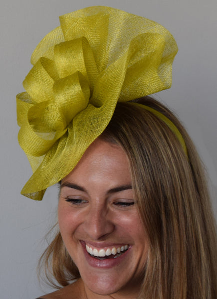 Tia Big Lime Green/Yellow Kentucky Derby Fascinator,Royal Wedding Hat, Spring Racing Headband,Fancy Fascinator Hat Lime,Ladies Tea-Party Hat