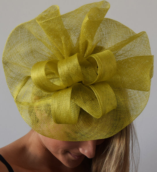 Tia Big Lime Green/Yellow Kentucky Derby Fascinator,Royal Wedding Hat, Spring Racing Headband,Fancy Fascinator Hat Lime,Ladies Tea-Party Hat