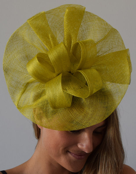 Tia Big Lime Green/Yellow Kentucky Derby Fascinator,Royal Wedding Hat, Spring Racing Headband,Fancy Fascinator Hat Lime,Ladies Tea-Party Hat