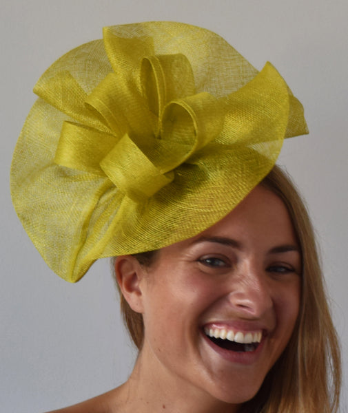 Tia Big Lime Green/Yellow Kentucky Derby Fascinator,Royal Wedding Hat, Spring Racing Headband,Fancy Fascinator Hat Lime,Ladies Tea-Party Hat