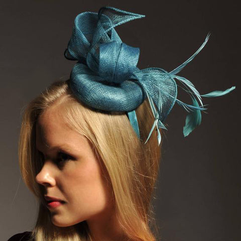 Betsy Turquoise/Aqua/ Teal Fascinator, Kentucky Derby Hat Teal, Spring Racing Headband, Ladies Wedding Millinery, Cocktail Hat,Tea-Party Hat