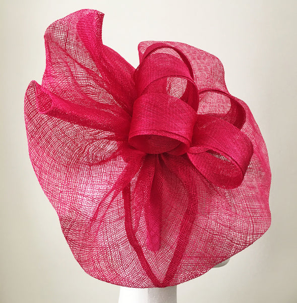 Tia Large Fuchsia Pink Fascinator, Bright Pink Kentucky Derby Hat, Royal Wedding Hat, Spring Racing Fashion, Pink Fascinator Hat with Headband, KY Oaks