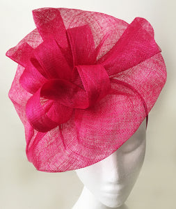 Tia Large Fuchsia Pink Fascinator, Bright Pink Kentucky Derby Hat, Royal Wedding Hat, Spring Racing Fashion, Pink Fascinator Hat with Headband, KY Oaks