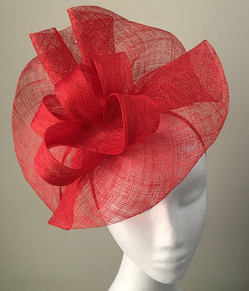 Tia Large Bright Red Fascinator, Royal Wedding Hat, Kentucky Derby Hat, Spring Racing Headband, Women's Tea Hat, Red Millinery, Derby Fashion