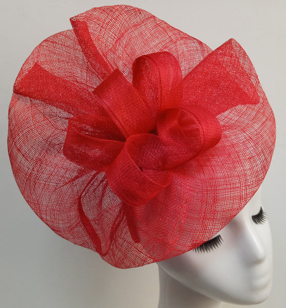 Tia Large Bright Red Fascinator, Royal Wedding Hat, Kentucky Derby Hat, Spring Racing Headband, Women's Tea Hat, Red Millinery, Derby Fashion