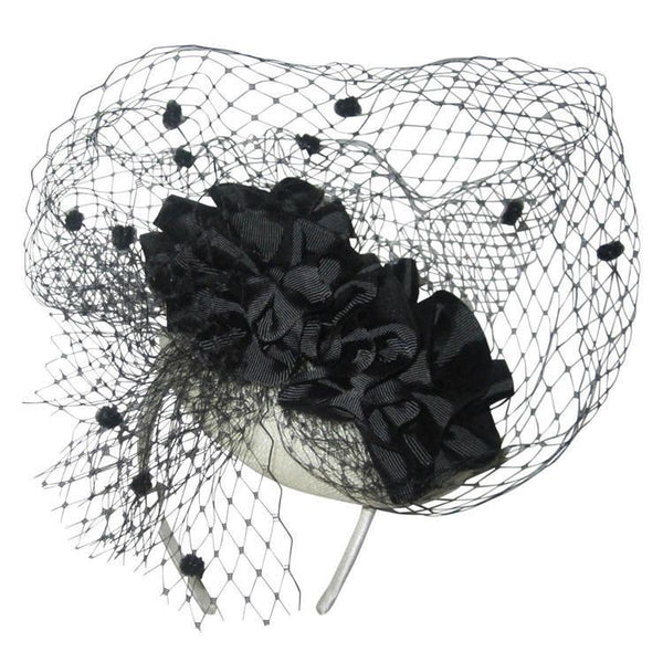 Layla Black & Cream Fascinator, Kentucky Derby Hat, Royal Wedding Hat, Black and White Cocktail Hat, Spring Racing Headband, Women's Tea Hat