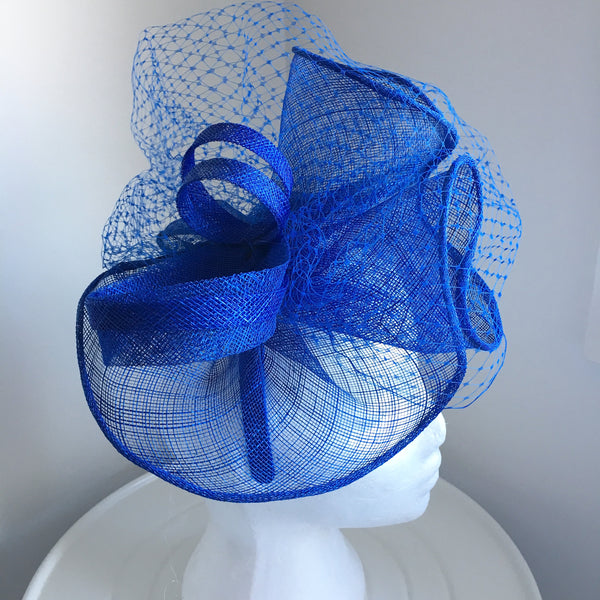 SALE ITEM**Aubrey Blue Fascinator, Kentucky Derby Fascinator, Blue Derby Headband, Royal Wedding Hat, Women's Tea Hat, Blue Racewear
