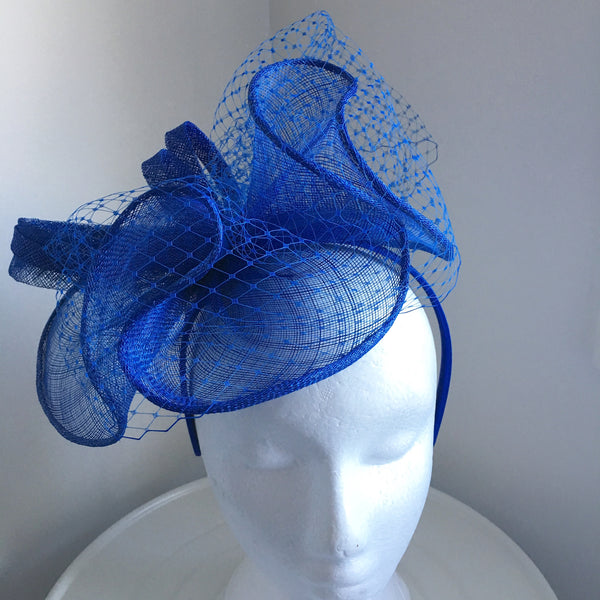SALE ITEM**Aubrey Blue Fascinator, Kentucky Derby Fascinator, Blue Derby Headband, Royal Wedding Hat, Women's Tea Hat, Blue Racewear