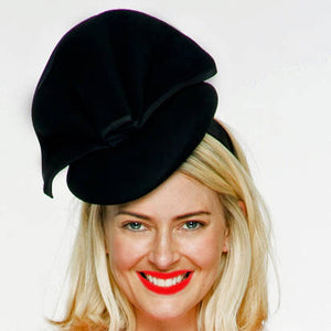 Sophia Black Wool Fascinator, Winter Derby Hat, Fancy Wool Hat, British Wedding Hat, Ladies Felt Hat, Wool Church Hat, Racewear, Royal Hats
