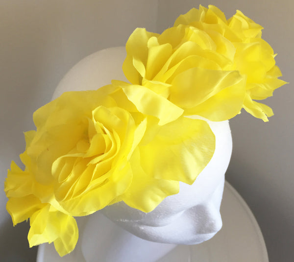 SALE item* Isabella Bright Yellow Flower Crown, Women's Kentucky Derby Fascinator, Spring Racing Fashion 2023, Derby Headband