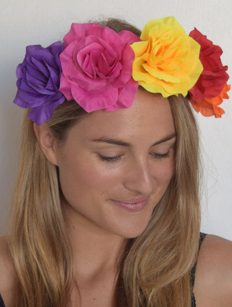SALE item* Isabella Colorful Flower Crown Headband, Multicolor Kentucky Derby Fascinator, Floral Headpiece, Colorful Derby Hat,Spring Racing