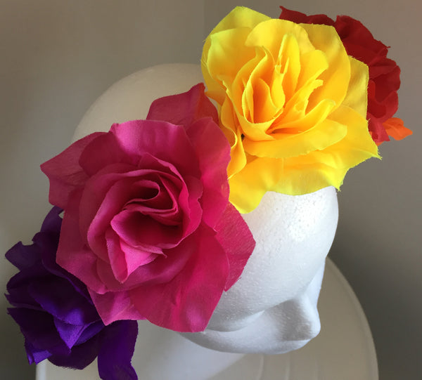 SALE item* Isabella Colorful Flower Crown Headband, Multicolor Kentucky Derby Fascinator, Floral Headpiece, Colorful Derby Hat,Spring Racing