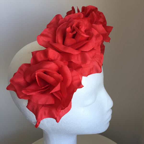 SALE item* Isabella Red Flower Crown Headband, Red Kentucky Derby Fascinator, Floral Derby Headpiece, Spring Racing 2023, Red Hair Accessory