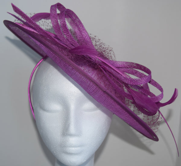 Lydia Purple Fascinator, Kentucky Derby Hat, Purple Oaks Fascinator, Millinery, Royal English Wedding Hat, Fancy Hat for Women, Saucer Fascinator