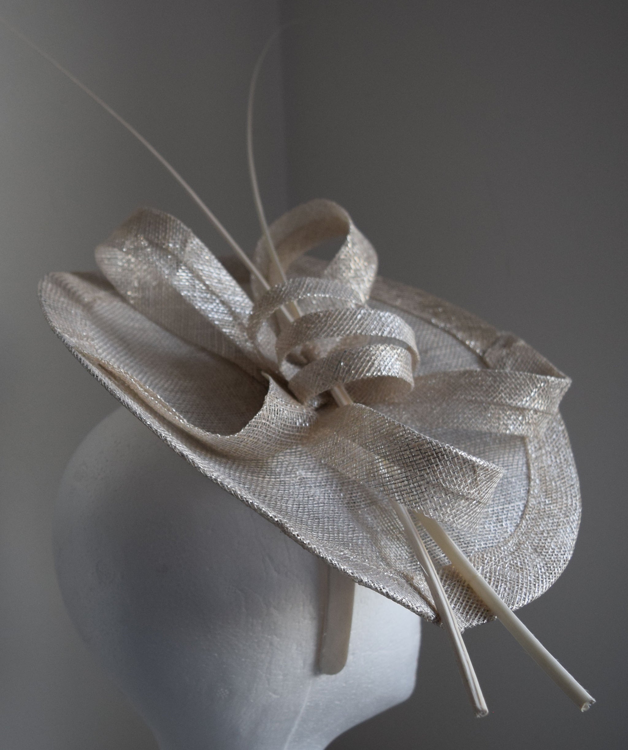 Church Hats Bijou Silver Grey Fascinator Clip With Flower