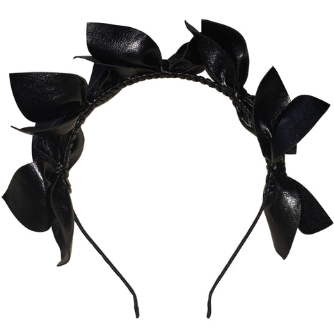 SALE ITEM* Divinia Black Leather Crown, Derby Headband, Leather Tiara, KY Derby Headpiece, Race-Day Millinery, Spring Racing Hair Accessory