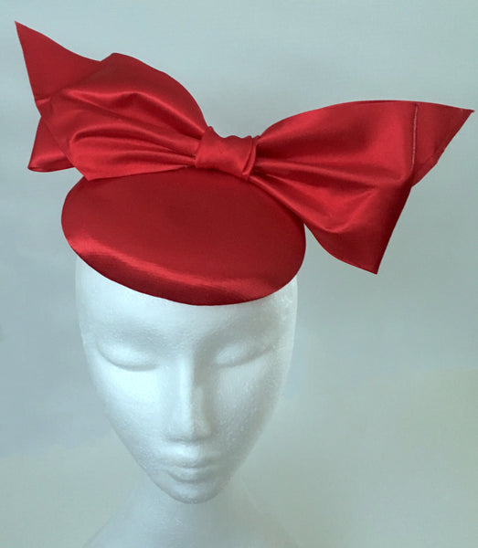 SALE item* Tiffany Red Satin Fascinator, Red Kentucky Derby Hat, Ladies Cocktail Hat, Spring Racing Fascinator, Women's Derby Hats 2023