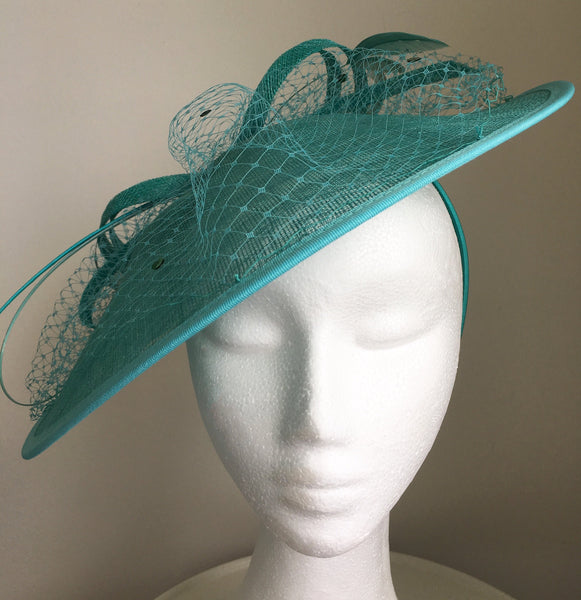 Lydia Teal Fascinator, Kentucky Derby Hat, Saucer Fascinator, Aqua Hat, Fancy Royal Wedding Hat, Women's Derby Hat, Tea Party Hat, Millinery