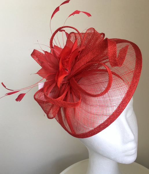 Alma Red Fascinator Hat, Kentucky Derby Hat with Headband, Spring Racing Fashion, Red Hat Society, Tea Party Hat, Royal Wedding Hats