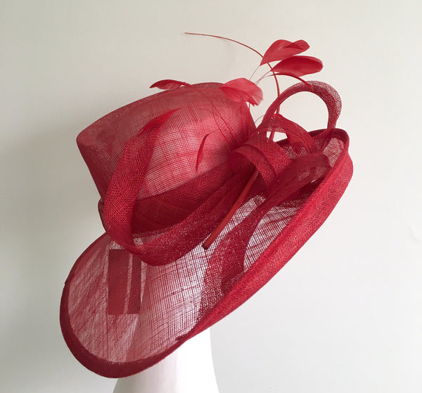 *SALE Betina Red Wide-Brim Derby Hat, Red Kentucky Derby Hat, Red Hat Society, Derby Hats for Women, Royal Hat Red, Spring Racing Fashion, Tea Hat