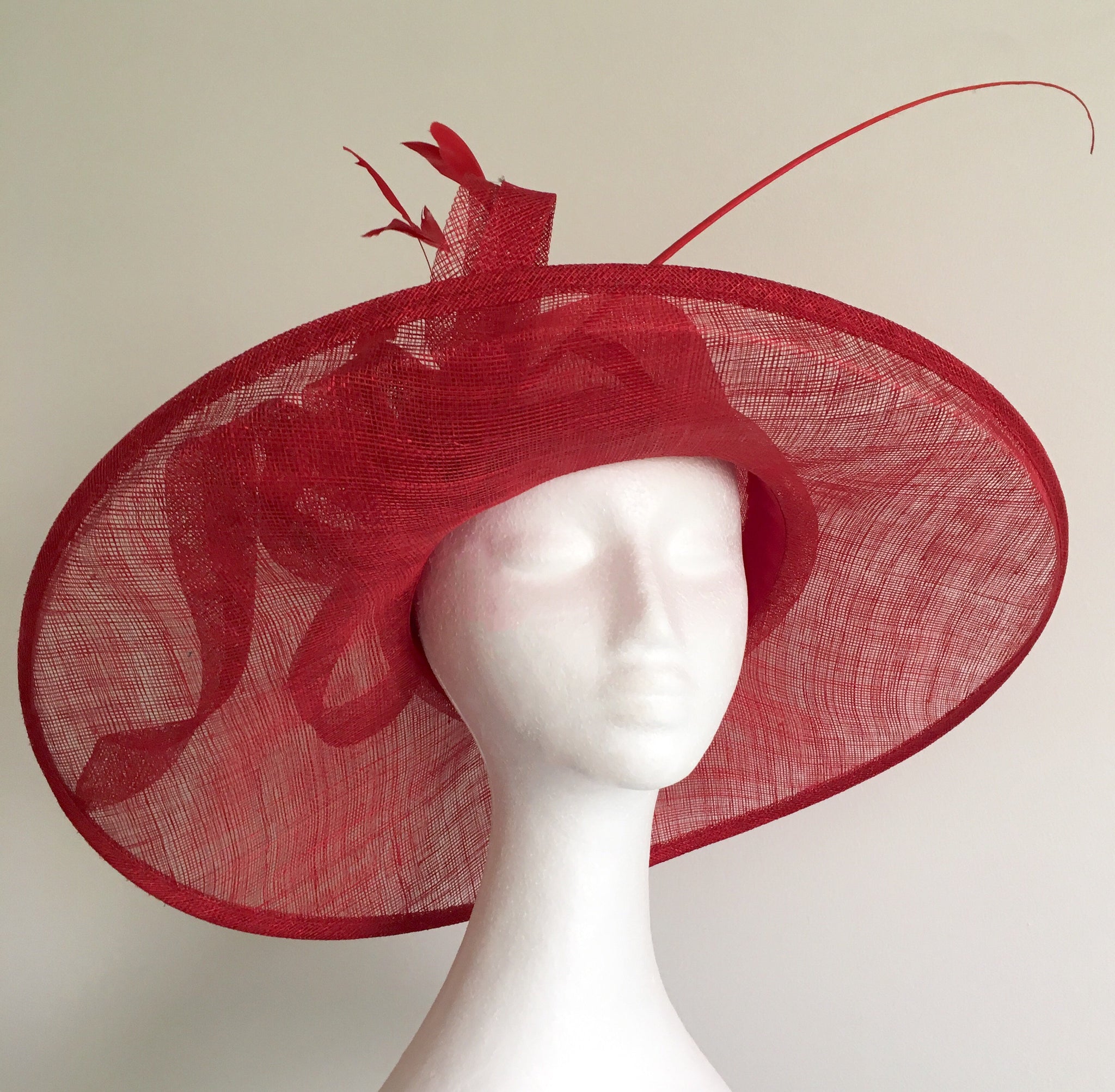 *SALE Betina Red Wide-Brim Derby Hat, Red Kentucky Derby Hat, Red Hat Society, Derby Hats for Women, Royal Hat Red, Spring Racing Fashion, Tea Hat